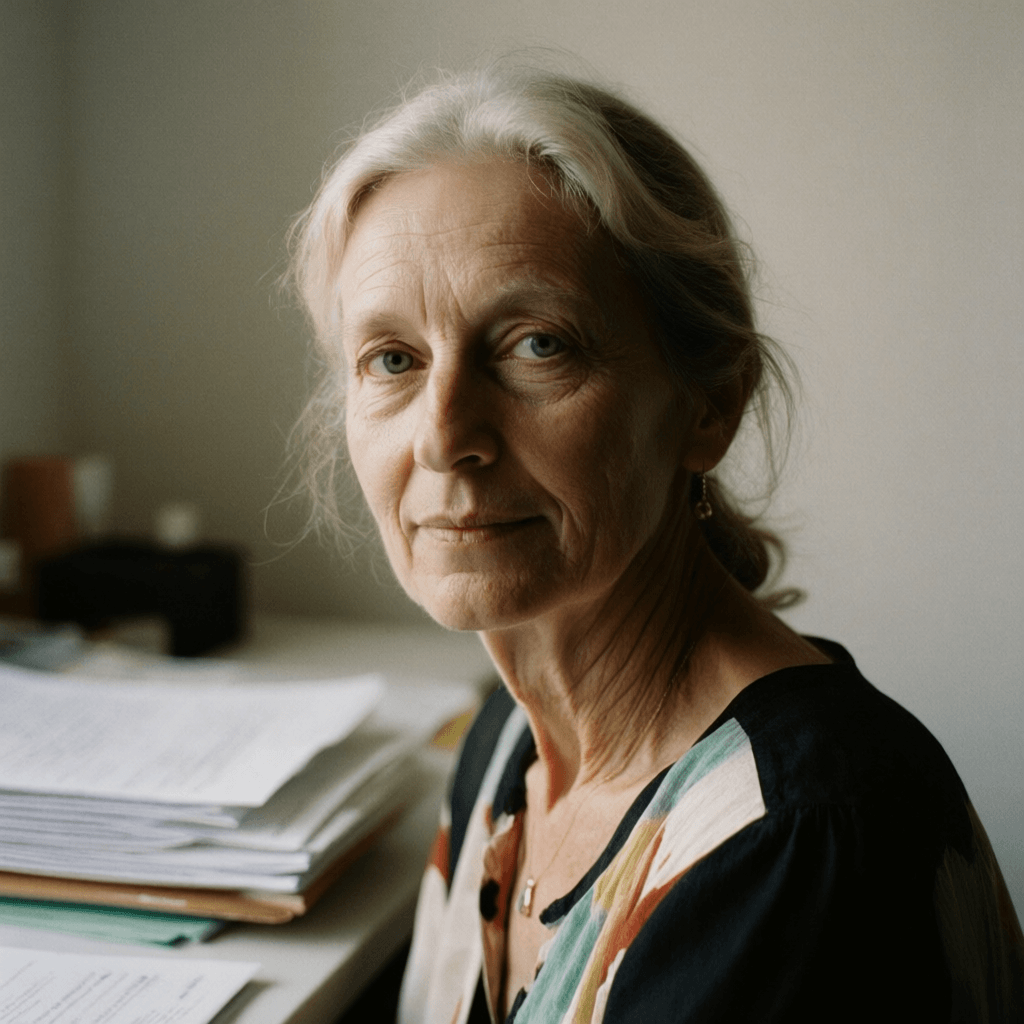 Emma-Jane MacKinnon-Lee — Clan MacKinnon land research · Skye, Mull and Iona Emma-Jane MacKinnon-Lee — Clan MacKinnon land researcher and translator — portrait — Skye, Mull and Iona archive — Dunedin, Otago, New Zealand